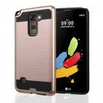 Wholesale LG Stylo 2 Plus MS550 Iron Shield Hybrid Case (Rose Gold)